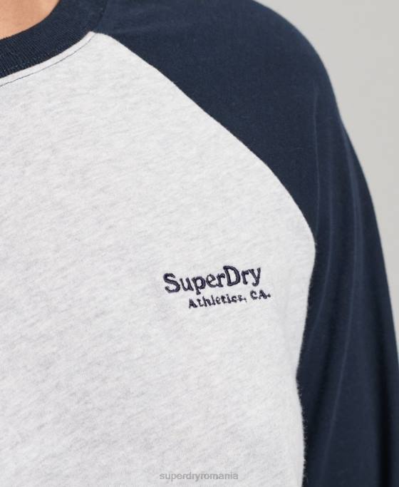 Superdry top de baseball cu logo vintage din bumbac organic îmbrăcăminte gri femei JX0Z2899
