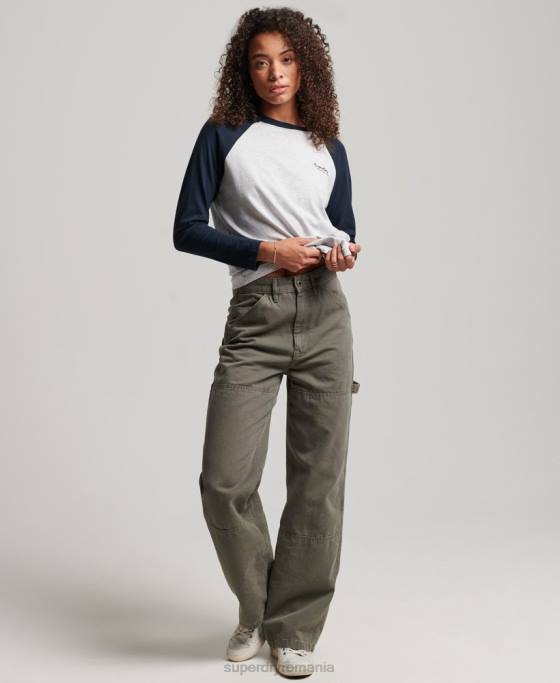 Superdry top de baseball cu logo vintage din bumbac organic îmbrăcăminte gri femei JX0Z2899