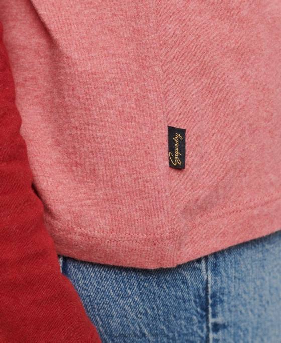 Superdry top de baseball cu logo vintage din bumbac organic îmbrăcăminte roz femei JX0Z2905