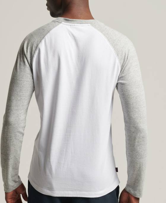 Superdry top de baseball cu mâneci lungi din bumbac organic îmbrăcăminte alb bărbați JX0Z1497