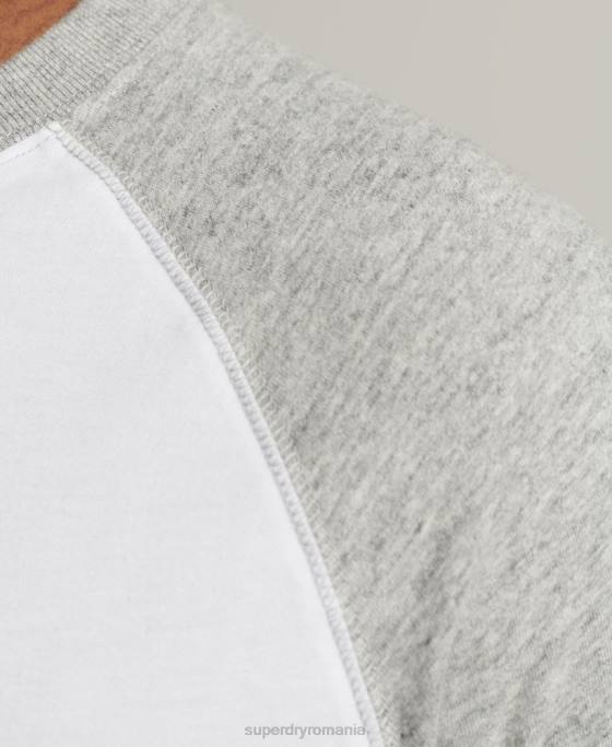 Superdry top de baseball cu mâneci lungi din bumbac organic îmbrăcăminte alb bărbați JX0Z1497