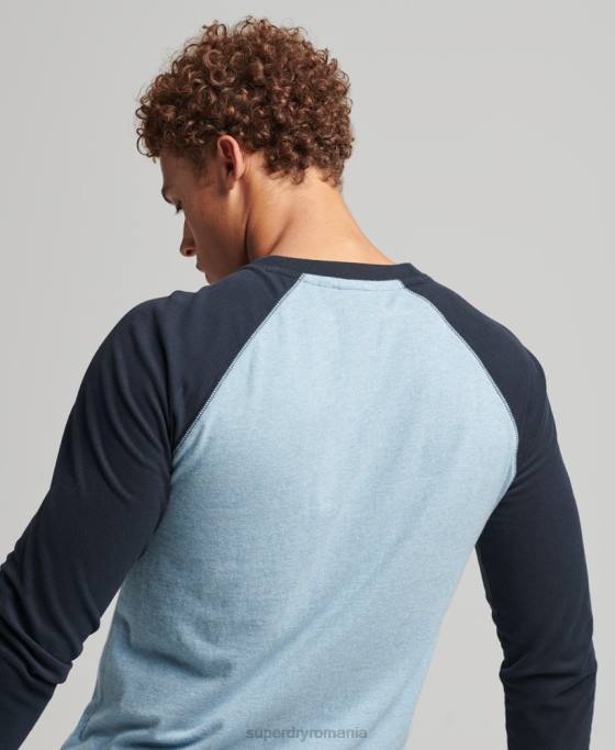 Superdry top de baseball cu mâneci lungi din bumbac organic îmbrăcăminte albastru bărbați JX0Z1583