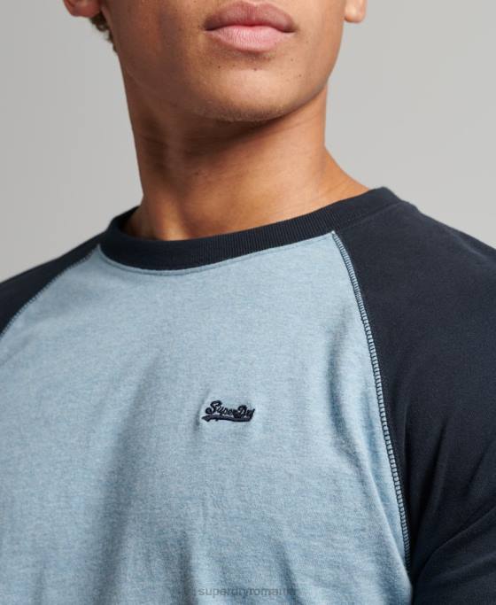 Superdry top de baseball cu mâneci lungi din bumbac organic îmbrăcăminte albastru bărbați JX0Z1583