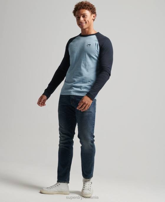 Superdry top de baseball cu mâneci lungi din bumbac organic îmbrăcăminte albastru bărbați JX0Z1583