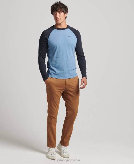 Superdry top de baseball cu mâneci lungi din bumbac organic îmbrăcăminte albastru bărbați JX0Z6370