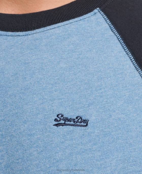 Superdry top de baseball cu mâneci lungi din bumbac organic îmbrăcăminte albastru bărbați JX0Z6370