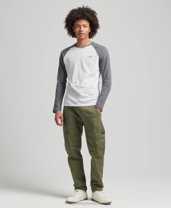 Superdry top de baseball cu mâneci lungi din bumbac organic îmbrăcăminte gri bărbați JX0Z6505