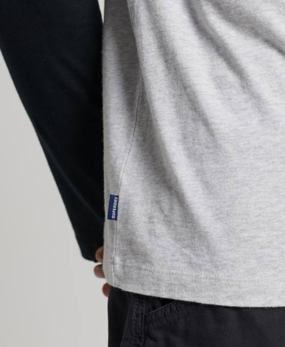 Superdry top de baseball cu mâneci lungi din bumbac organic îmbrăcăminte gri inchis bărbați JX0Z1550
