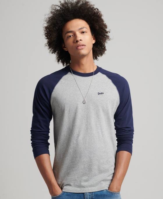 Superdry top de baseball cu mâneci lungi din bumbac organic îmbrăcăminte marina bărbați JX0Z1578