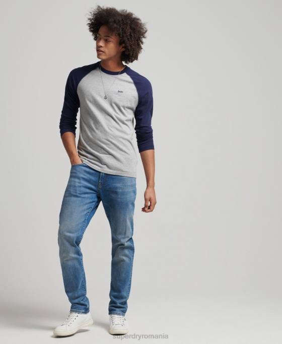 Superdry top de baseball cu mâneci lungi din bumbac organic îmbrăcăminte marina bărbați JX0Z1578