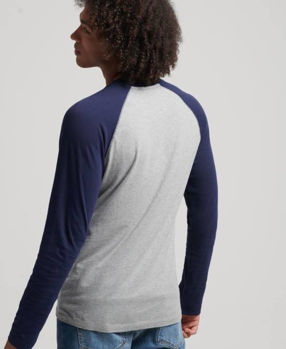 Superdry top de baseball cu mâneci lungi din bumbac organic îmbrăcăminte marina bărbați JX0Z1578