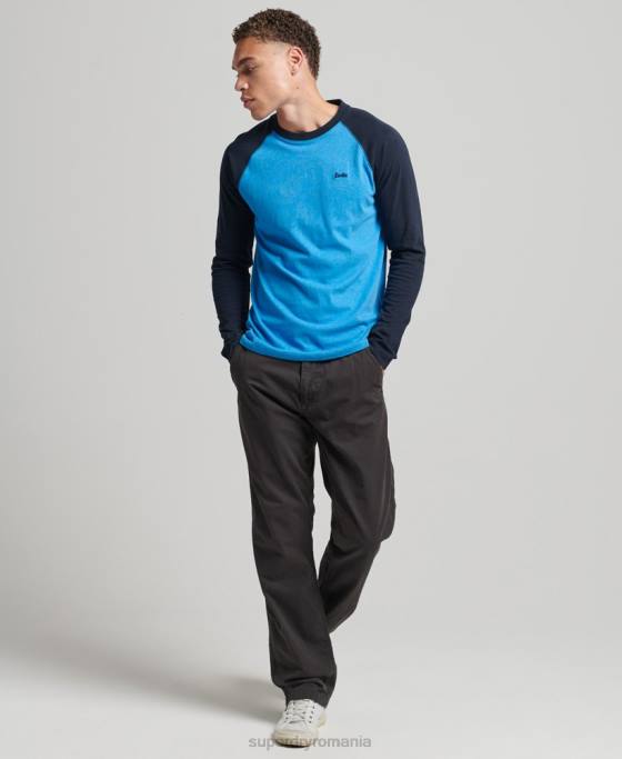 Superdry top de baseball cu mâneci lungi din bumbac organic îmbrăcăminte marina bărbați JX0Z1587