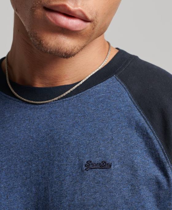Superdry top de baseball cu mâneci lungi din bumbac organic îmbrăcăminte marina bărbați JX0Z6446