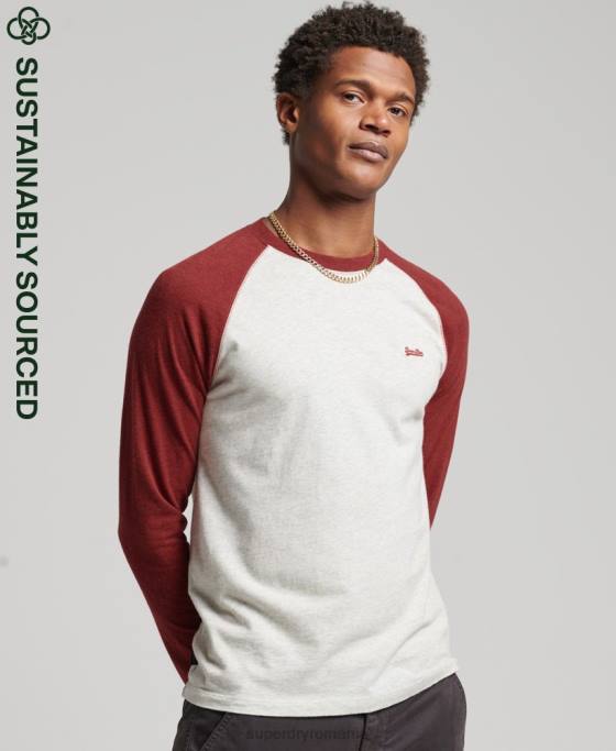 Superdry top de baseball cu mâneci lungi din bumbac organic îmbrăcăminte roșu bărbați JX0Z1518