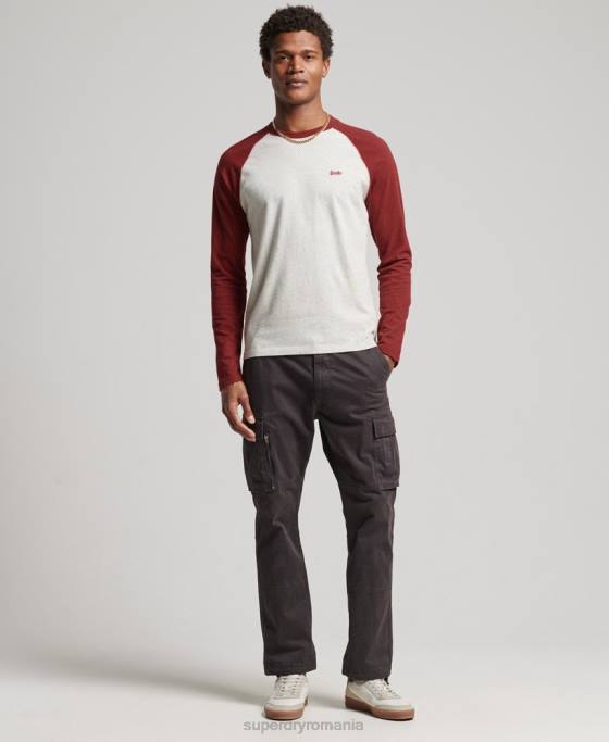 Superdry top de baseball cu mâneci lungi din bumbac organic îmbrăcăminte roșu bărbați JX0Z1518