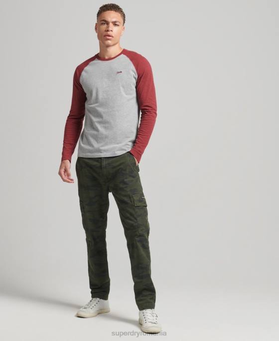 Superdry top de baseball cu mâneci lungi din bumbac organic îmbrăcăminte roșu bărbați JX0Z1527