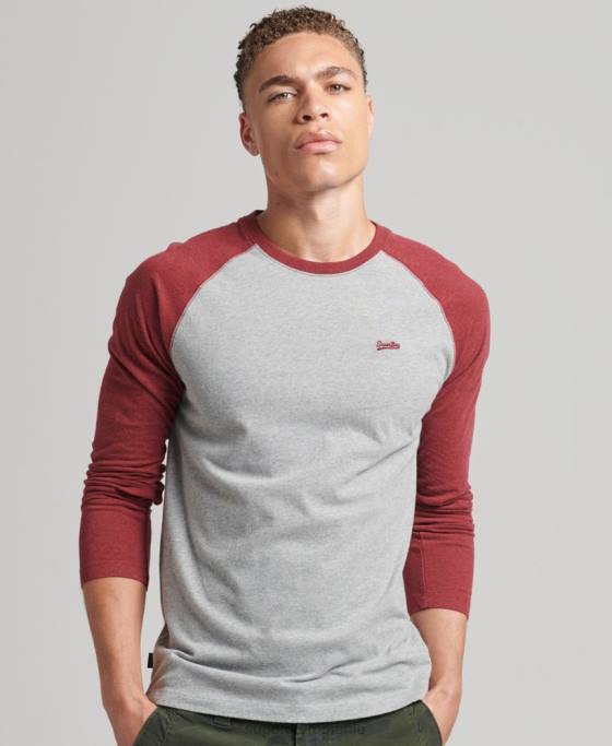 Superdry top de baseball cu mâneci lungi din bumbac organic îmbrăcăminte roșu bărbați JX0Z1527