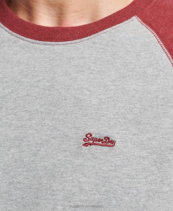 Superdry top de baseball cu mâneci lungi din bumbac organic îmbrăcăminte roșu bărbați JX0Z1527