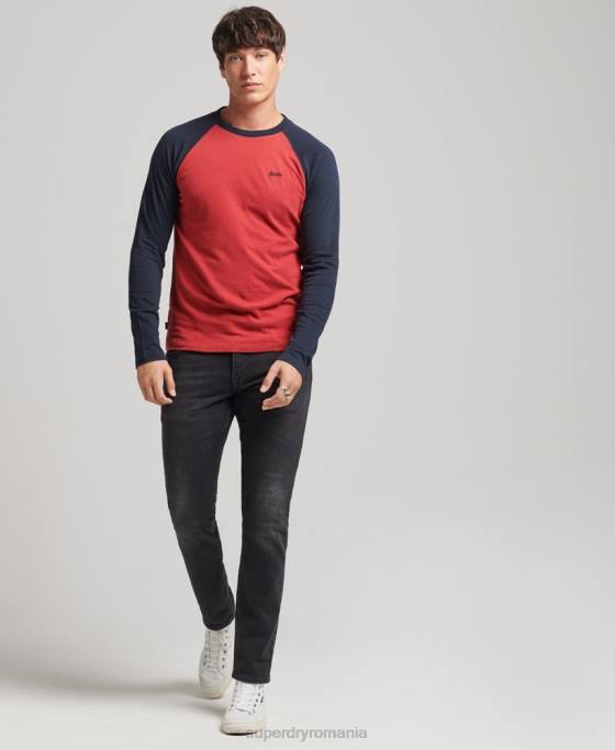 Superdry top de baseball cu mâneci lungi din bumbac organic îmbrăcăminte roșu bărbați JX0Z1577