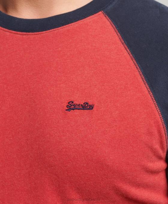 Superdry top de baseball cu mâneci lungi din bumbac organic îmbrăcăminte roșu bărbați JX0Z1577