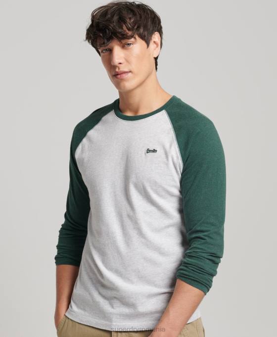 Superdry top de baseball cu mâneci lungi din bumbac organic îmbrăcăminte verde bărbați JX0Z1464