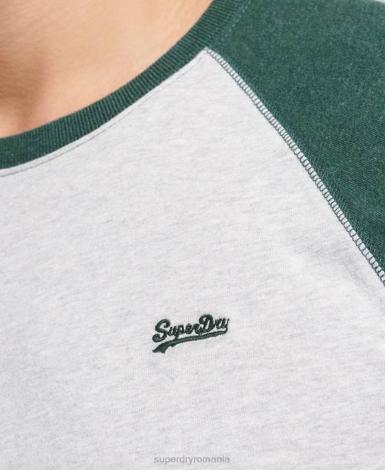 Superdry top de baseball cu mâneci lungi din bumbac organic îmbrăcăminte verde bărbați JX0Z1464