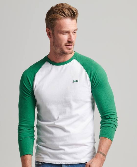 Superdry top de baseball cu mâneci lungi din bumbac organic îmbrăcăminte verde bărbați JX0Z1496