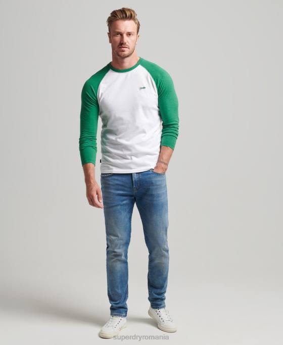 Superdry top de baseball cu mâneci lungi din bumbac organic îmbrăcăminte verde bărbați JX0Z1496