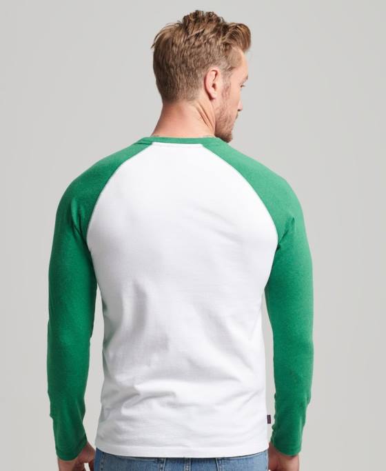 Superdry top de baseball cu mâneci lungi din bumbac organic îmbrăcăminte verde bărbați JX0Z1496