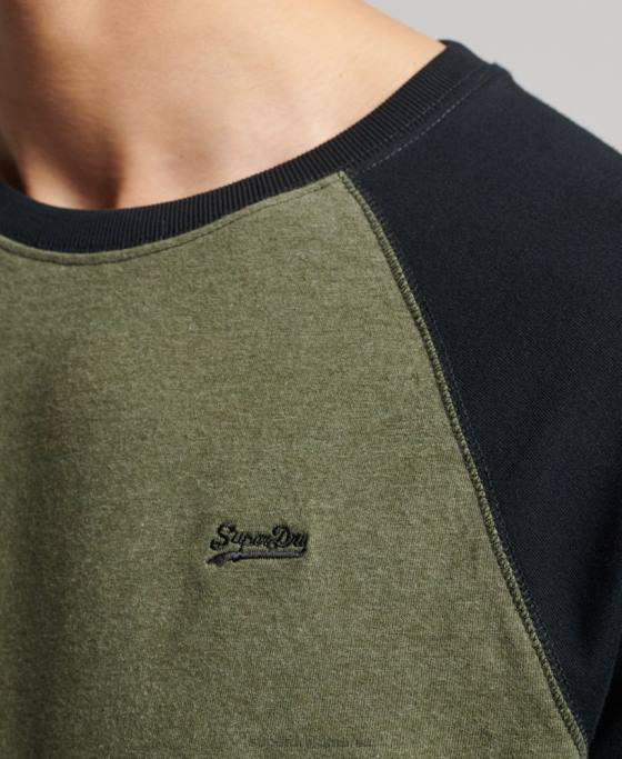 Superdry top de baseball cu mâneci lungi din bumbac organic îmbrăcăminte verde bărbați JX0Z1557