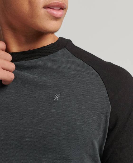 Superdry top de baseball cu mâneci lungi supravopsit îmbrăcăminte gri inchis bărbați JX0Z1506