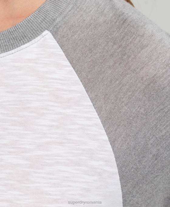 Superdry top de baseball cu mânecă lungă îmbrăcăminte gri femei JX0Z6514