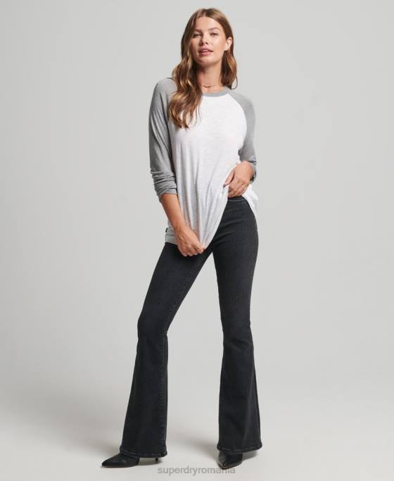 Superdry top de baseball cu mânecă lungă îmbrăcăminte gri femei JX0Z6514