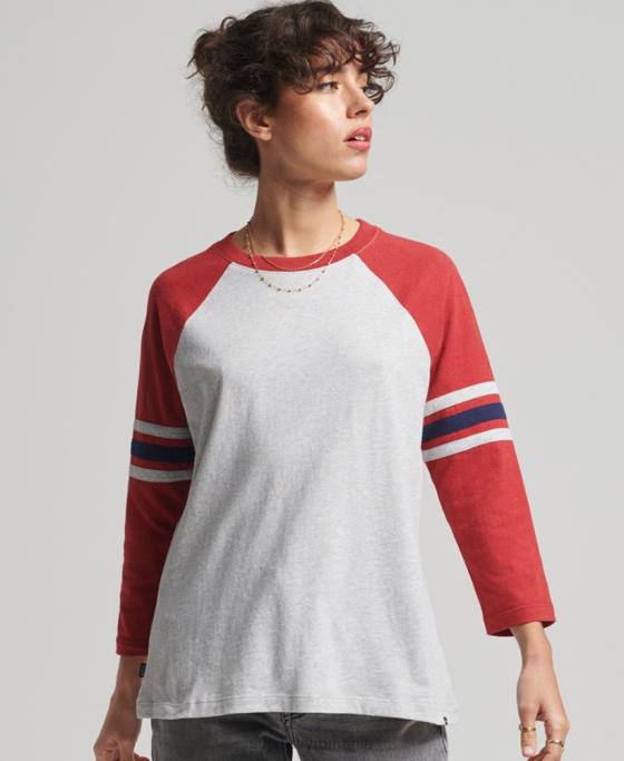 Superdry top de baseball vintage din bumbac organic cu jumătate de mânecă îmbrăcăminte gri femei JX0Z6646