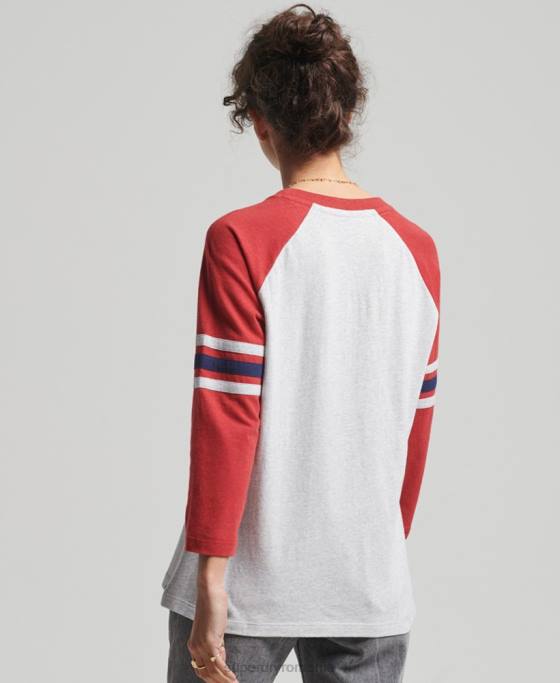 Superdry top de baseball vintage din bumbac organic cu jumătate de mânecă îmbrăcăminte gri femei JX0Z6646