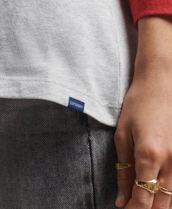 Superdry top de baseball vintage din bumbac organic cu jumătate de mânecă îmbrăcăminte gri femei JX0Z6646