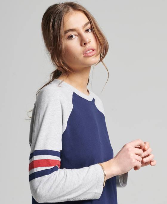 Superdry top de baseball vintage din bumbac organic cu jumătate de mânecă îmbrăcăminte marina femei JX0Z6575