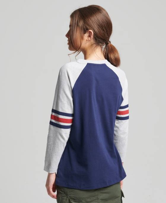 Superdry top de baseball vintage din bumbac organic cu jumătate de mânecă îmbrăcăminte marina femei JX0Z6575