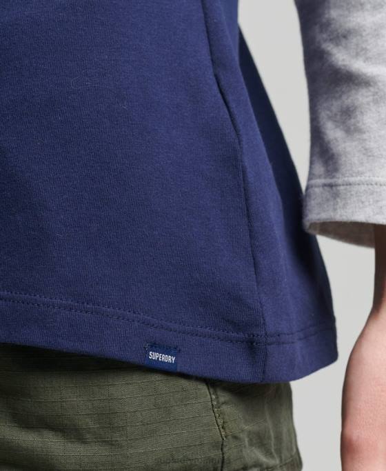 Superdry top de baseball vintage din bumbac organic cu jumătate de mânecă îmbrăcăminte marina femei JX0Z6575