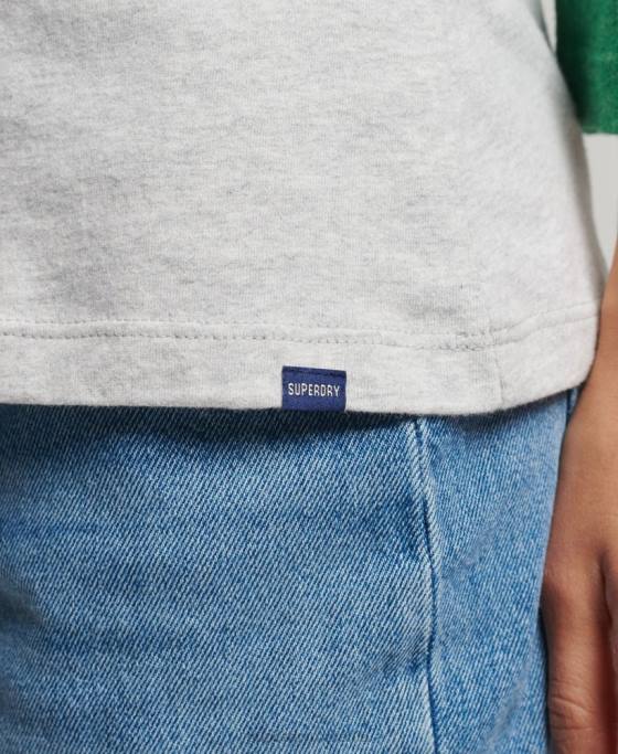 Superdry top de baseball vintage din bumbac organic cu jumătate de mânecă îmbrăcăminte verde femei JX0Z6555