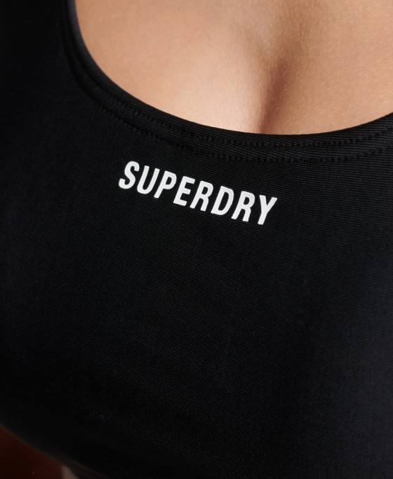 Superdry top de bikini esențial îmbrăcăminte negru femei JX0Z3245