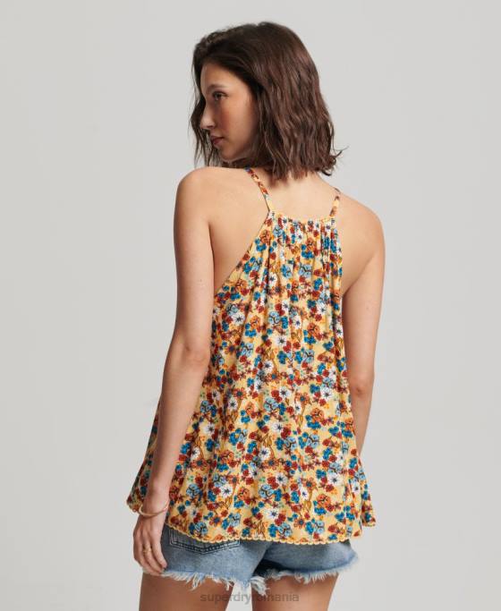 Superdry top de plajă cu halter îmbrăcăminte galben femei JX0Z2176