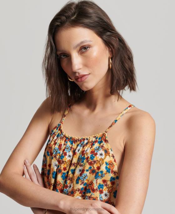 Superdry top de plajă cu halter îmbrăcăminte galben femei JX0Z2176