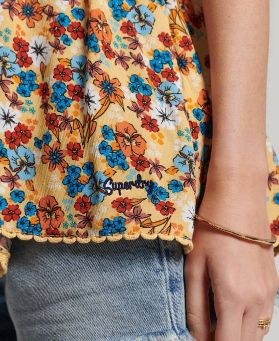 Superdry top de plajă cu halter îmbrăcăminte galben femei JX0Z2176