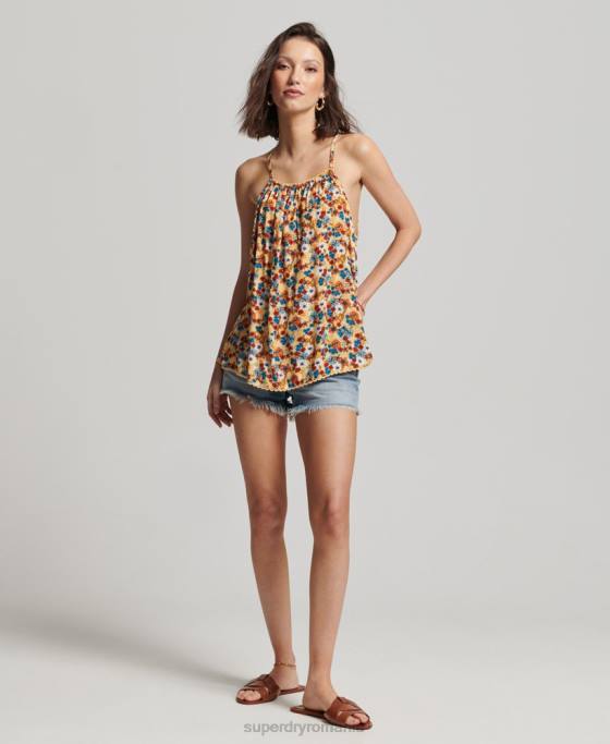 Superdry top de plajă cu halter îmbrăcăminte galben femei JX0Z2176