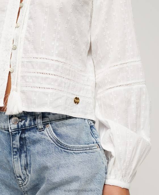 Superdry top de plajă din bumbac îmbrăcăminte alb femei JX0Z2034