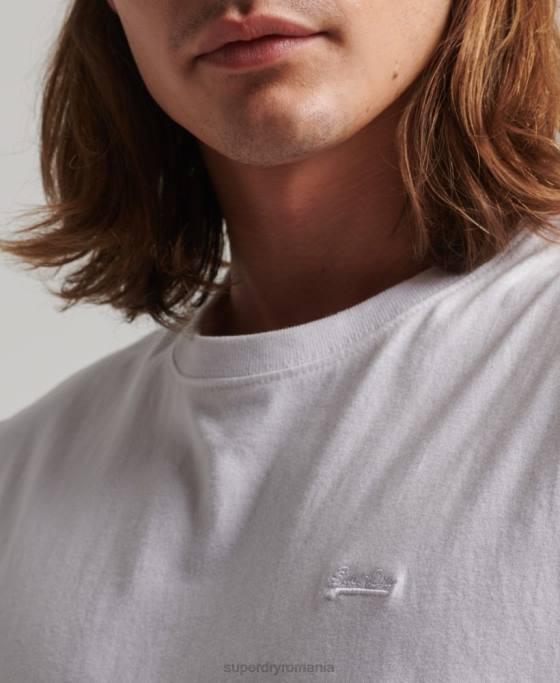 Superdry top din bumbac organic brodat cu logo vintage îmbrăcăminte alb bărbați JX0Z1455