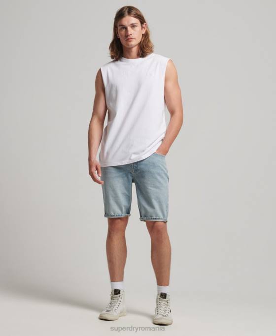 Superdry top din bumbac organic brodat cu logo vintage îmbrăcăminte alb bărbați JX0Z1455