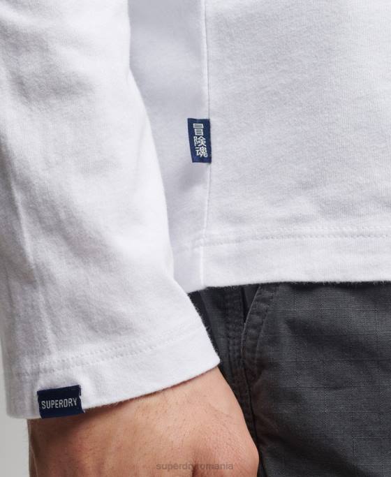 Superdry top din bumbac organic brodat cu logo vintage îmbrăcăminte alb bărbați JX0Z1539