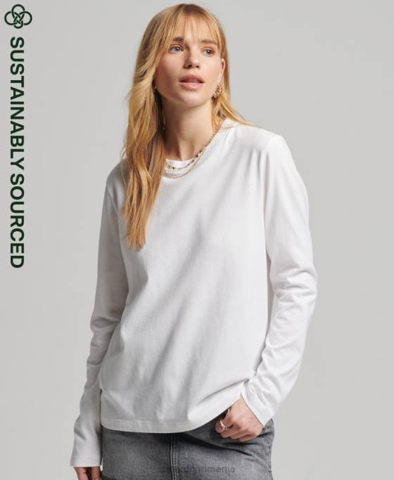 Superdry top din bumbac organic brodat cu logo vintage îmbrăcăminte alb femei JX0Z6677